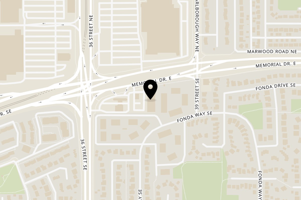 Map showing the location of Mashawi Halal Market & Grill on 3745 Memorial Drive in Calgary